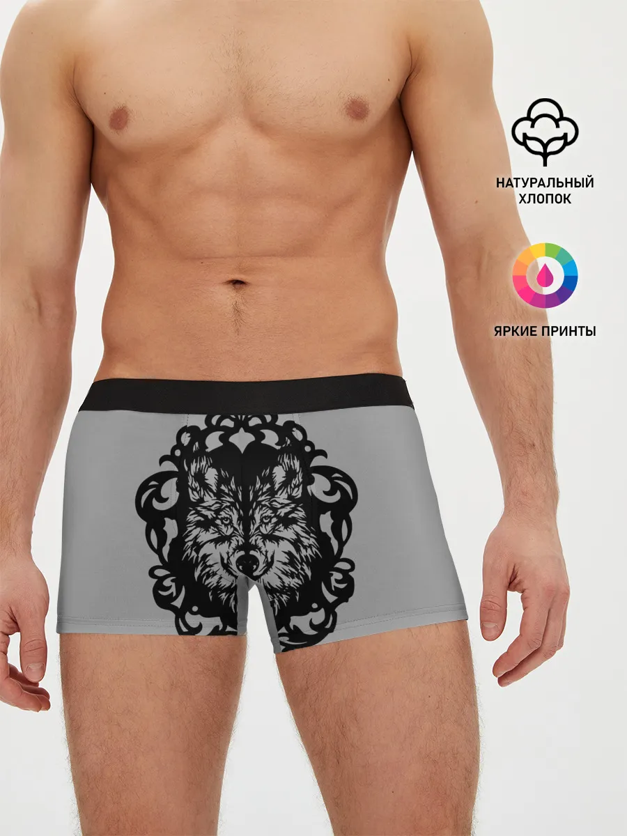 Мужские трусы боксеры / Благородный серый волк