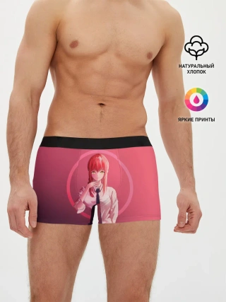 Мужские трусы боксеры / Макима на красном фоне