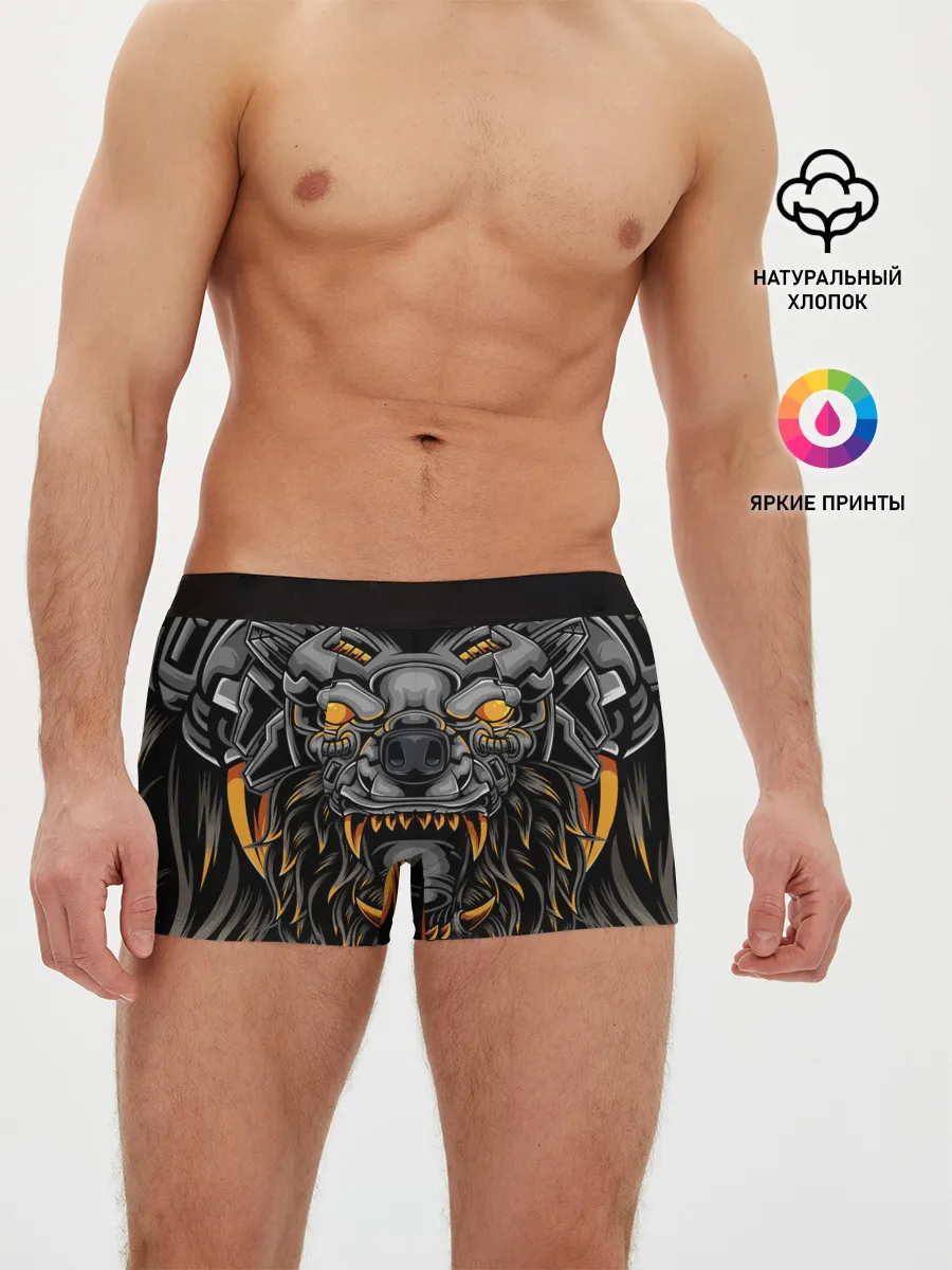 Мужские трусы боксеры / Хищный лев киборг