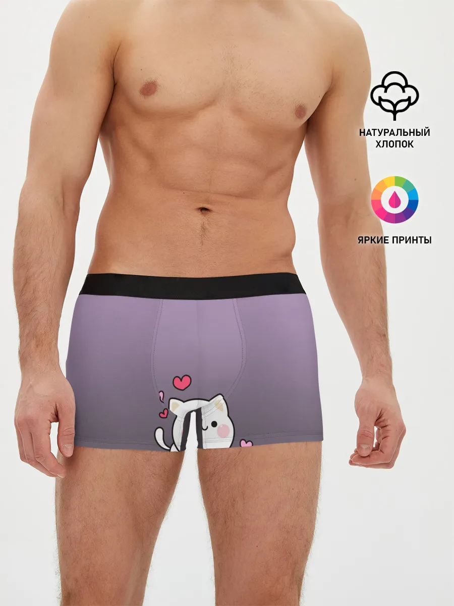 Мужские трусы боксеры / влюбленный котенок