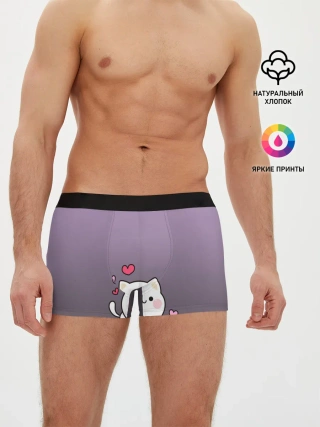 Мужские трусы боксеры / влюбленный котенок