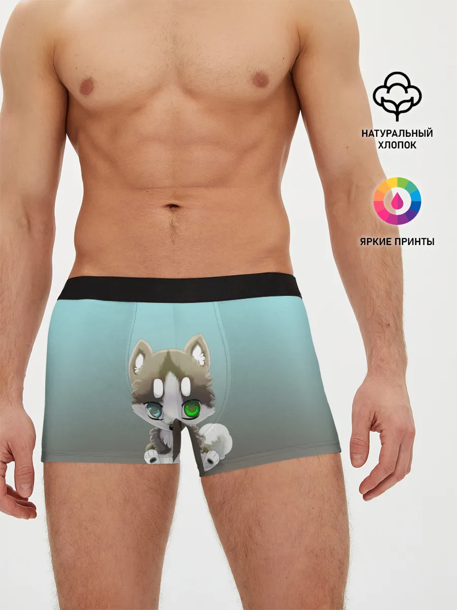 Мужские трусы боксеры / Малыш хаски