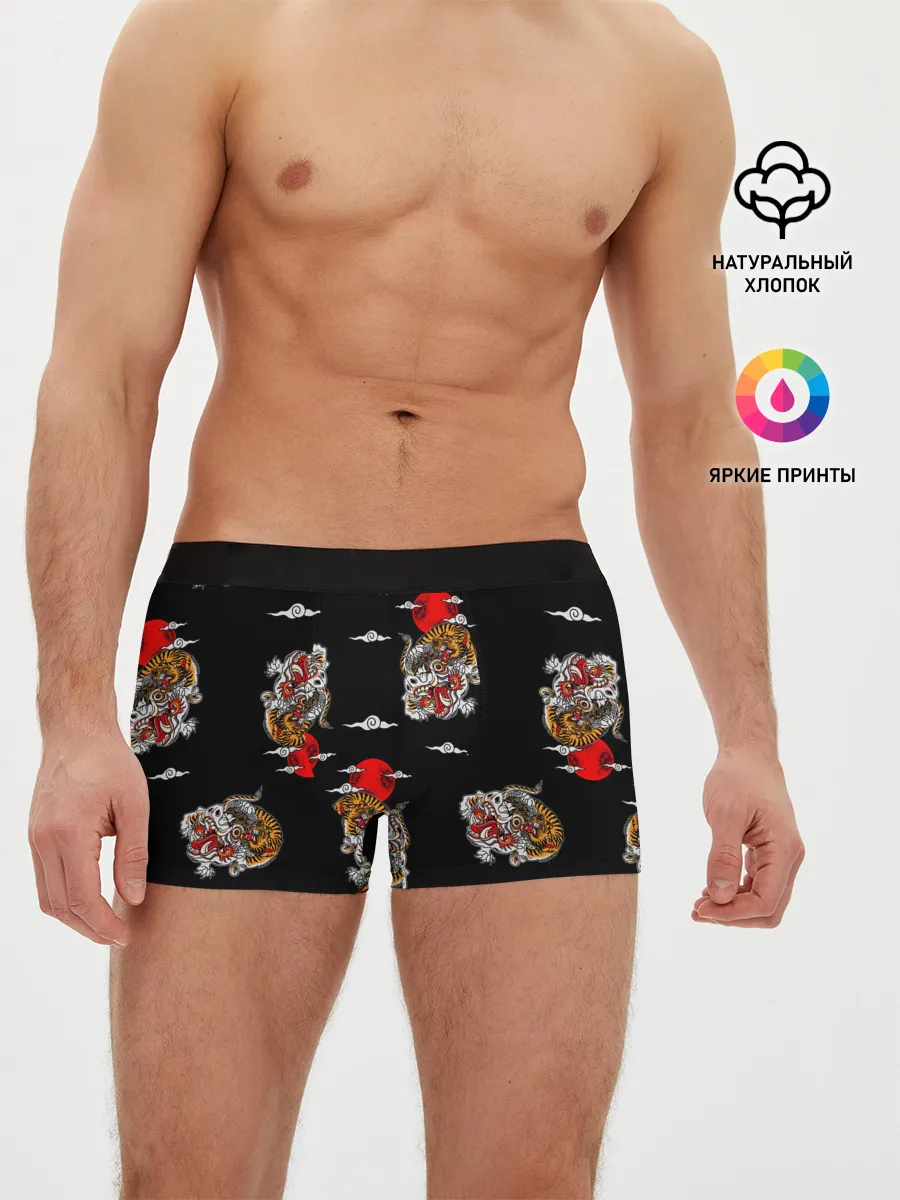 Мужские трусы боксеры / Японский стиль - тигры