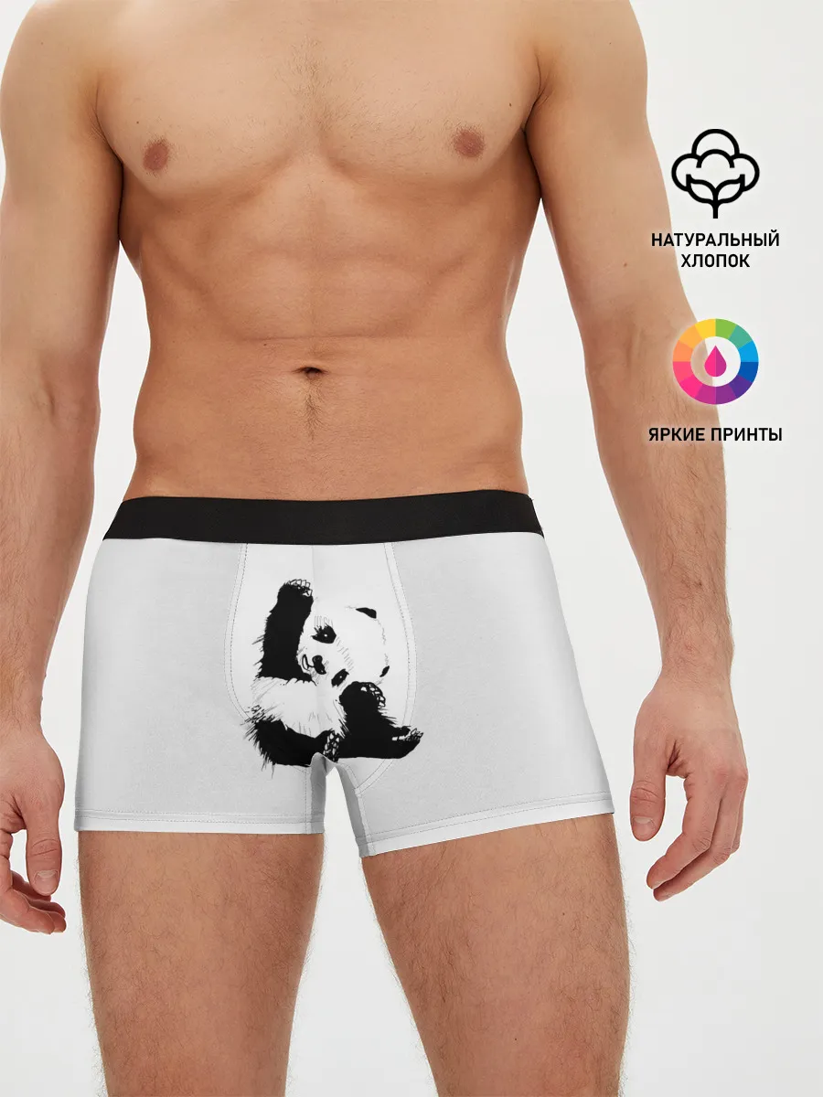 Мужские трусы боксеры / Панда минимализм