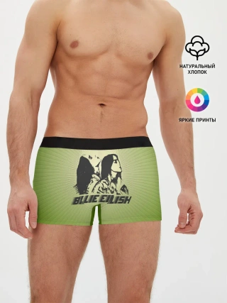 Мужские трусы боксеры / Билли Айлиш на зеленом фоне