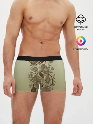 Мужские трусы боксеры / чехол дудлинг цветы