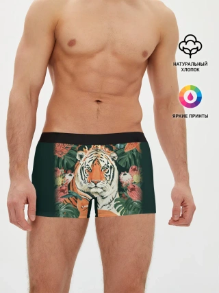 Мужские трусы боксеры / Огненный Тигр в Цветах
