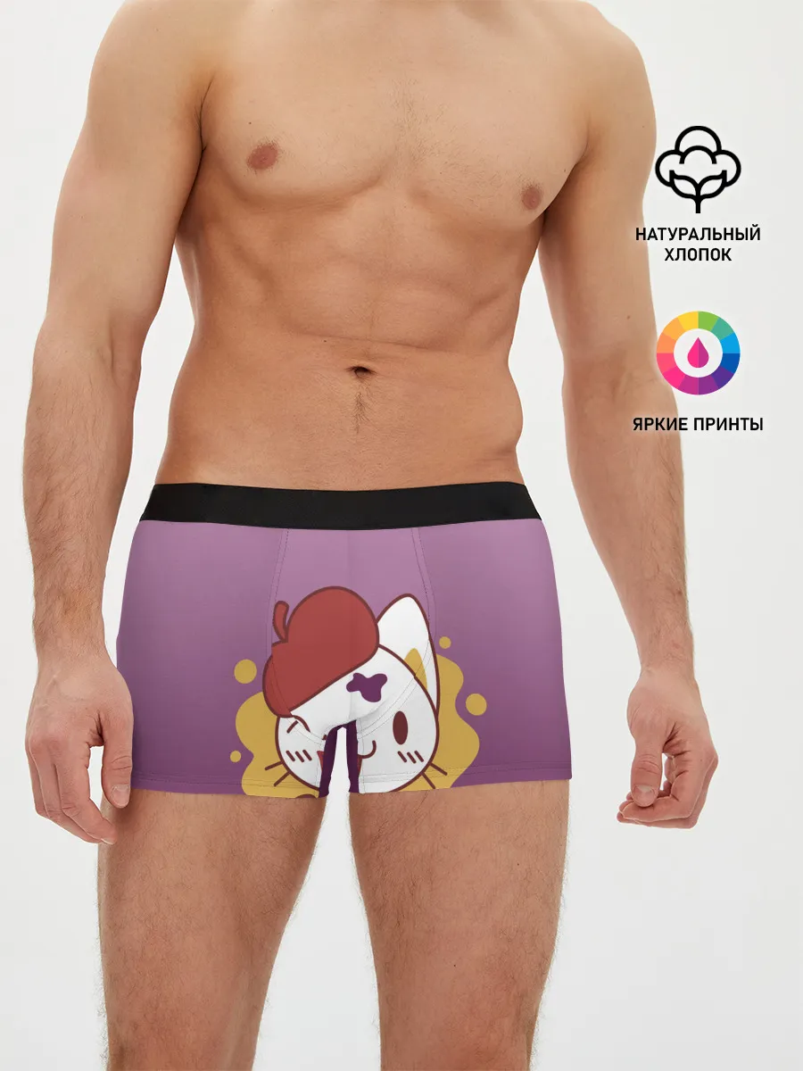 Мужские трусы боксеры / кот художник творец