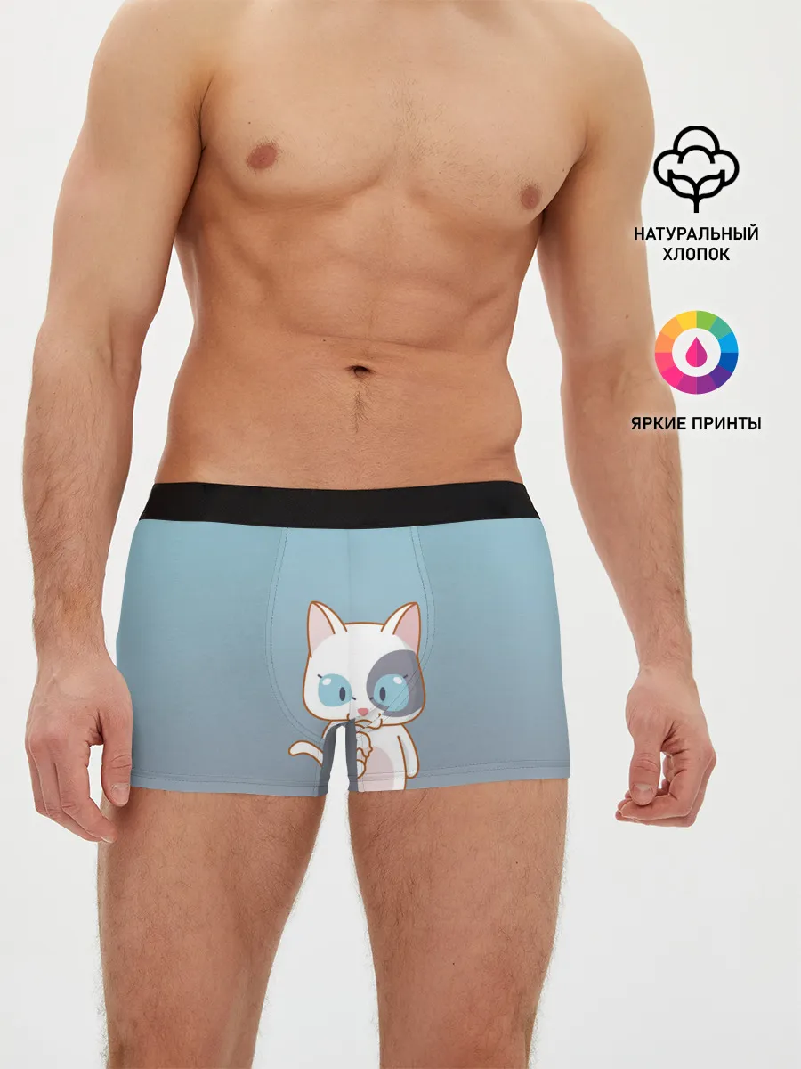 Мужские трусы боксеры / кот с мороженкой