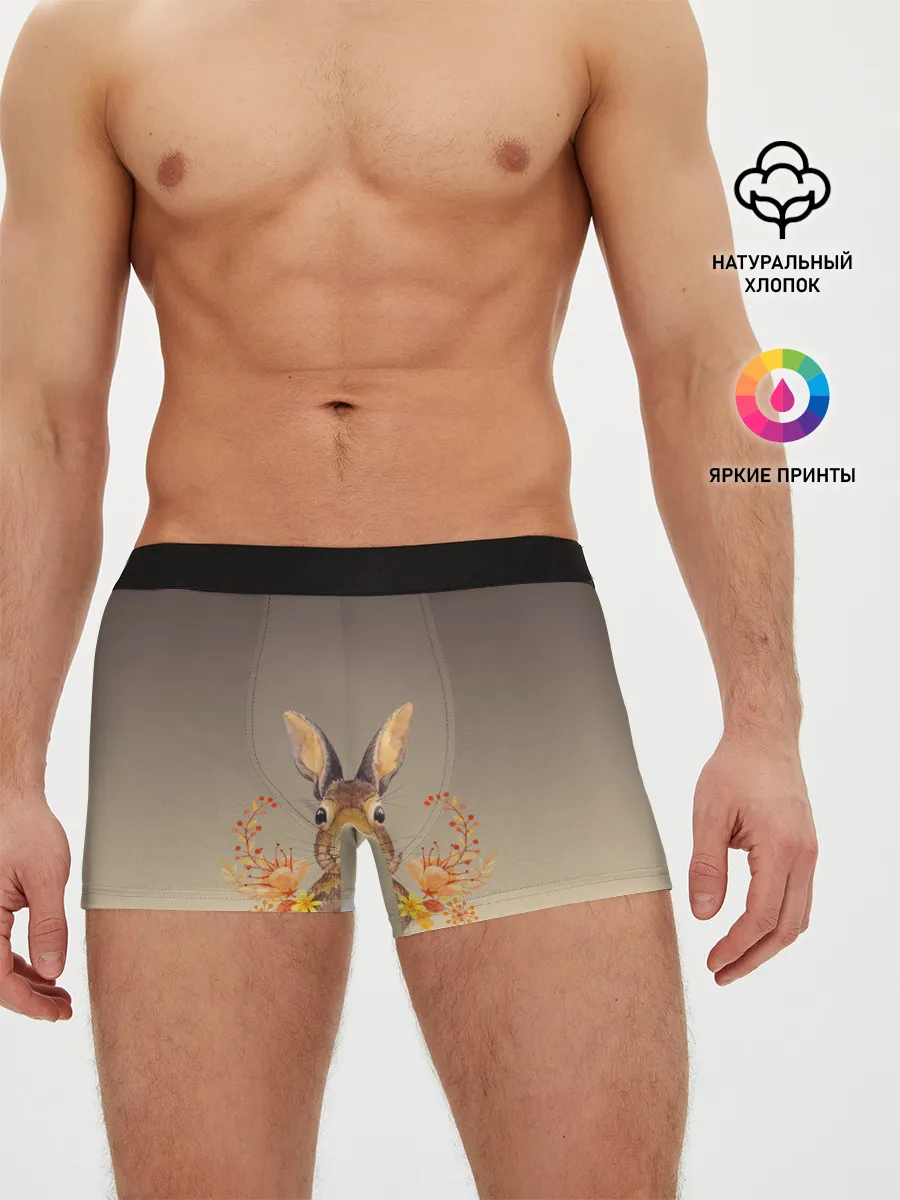 Мужские трусы боксеры / заяц в цветочках