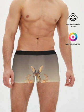 Мужские трусы боксеры / заяц в цветочках