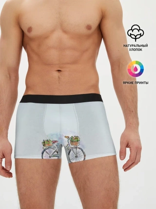 Мужские трусы боксеры / акварельный велосипед