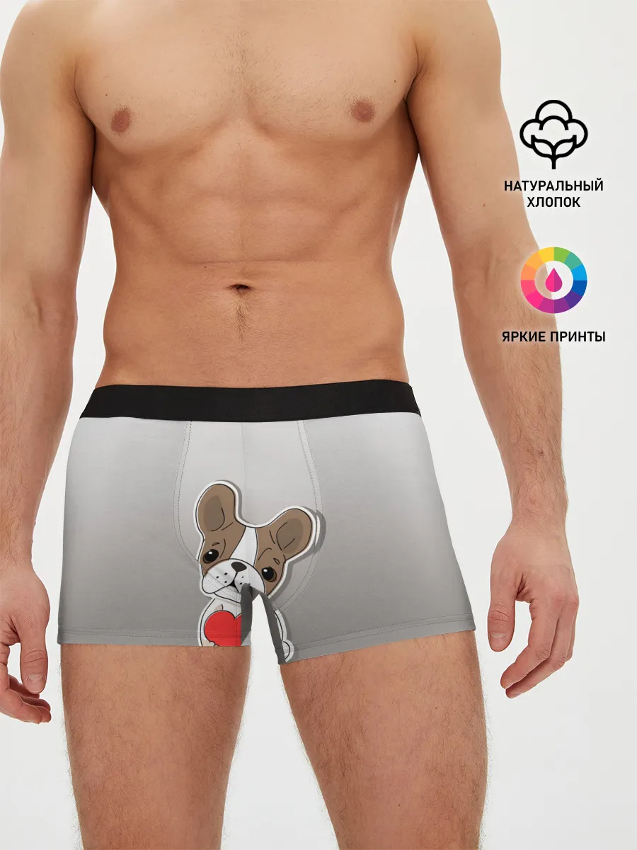 Мужские трусы боксеры / французский бульдог сердечко
