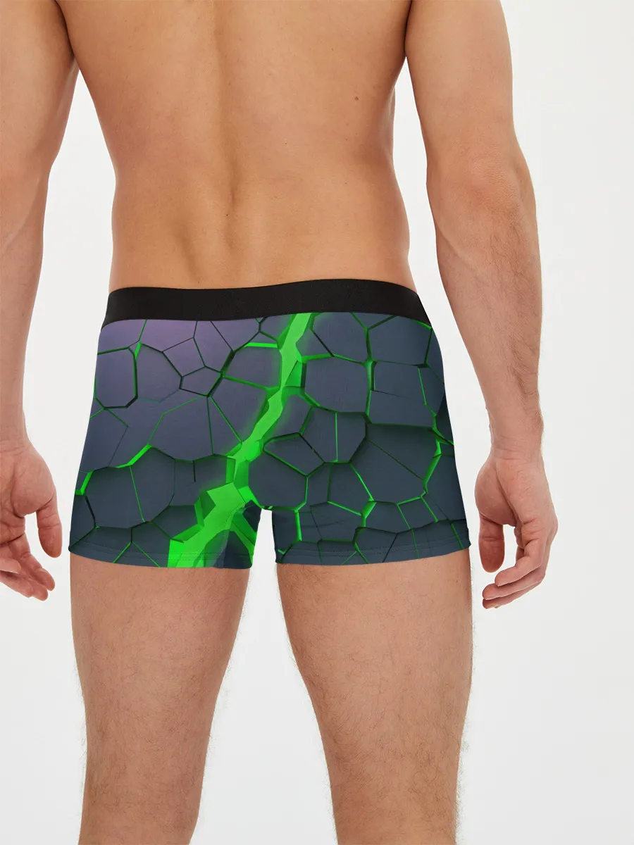 Мужские трусы боксеры / ЗЕЛЕНЫЙ РАЗЛОМ | 3Д РАЗЛОМ