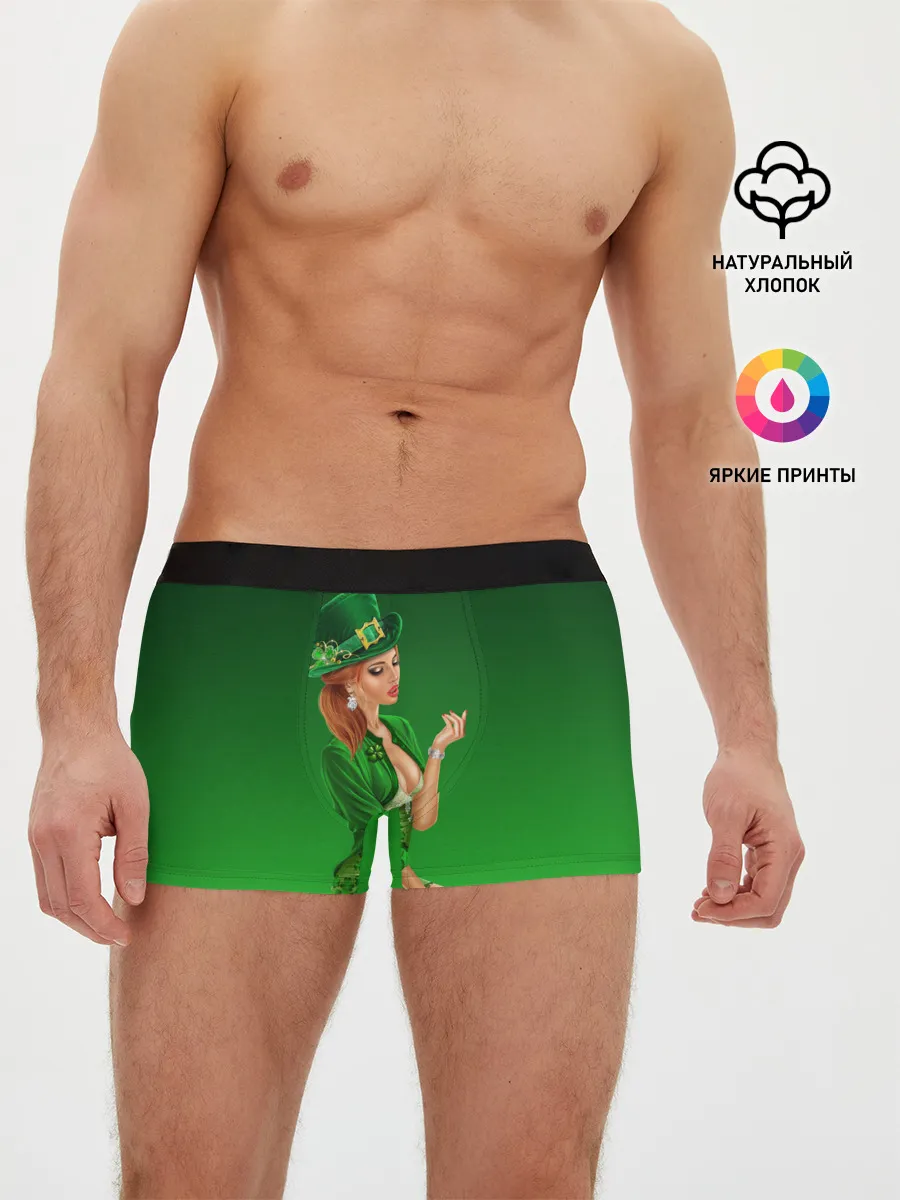 Мужские трусы боксеры / девушка лепрекон в зеленом