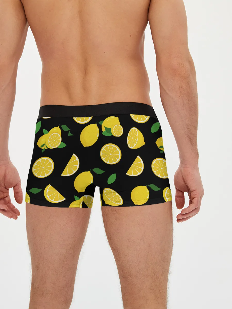 Мужские трусы боксеры / Лимоны на чёрном