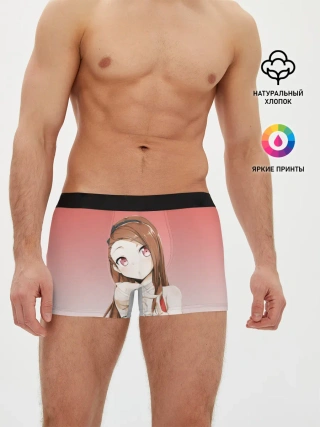 Мужские трусы боксеры / девушка ищет кадр измеряет