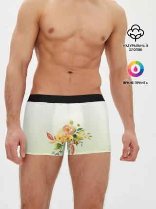 Мужские трусы боксеры / букет рисунок
