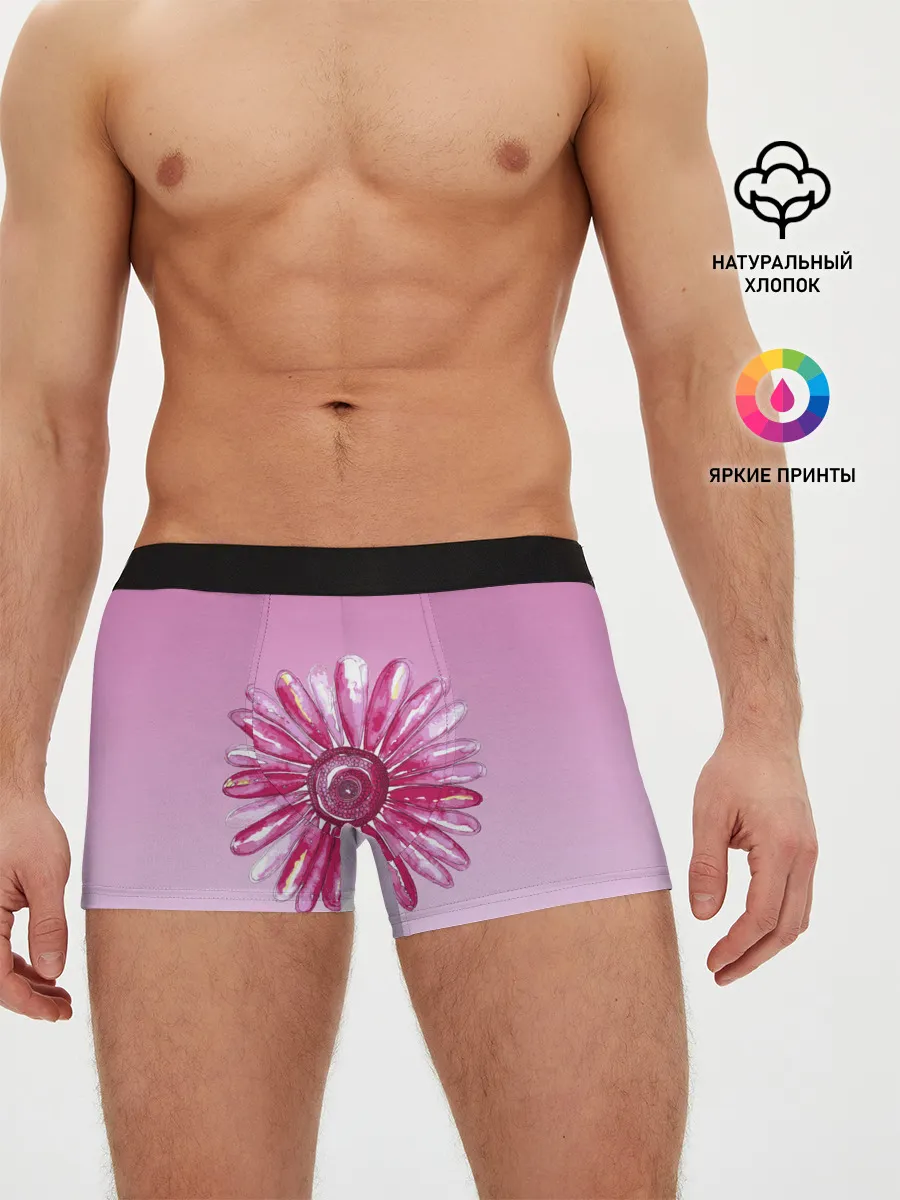 Мужские трусы боксеры / розовая ромашка