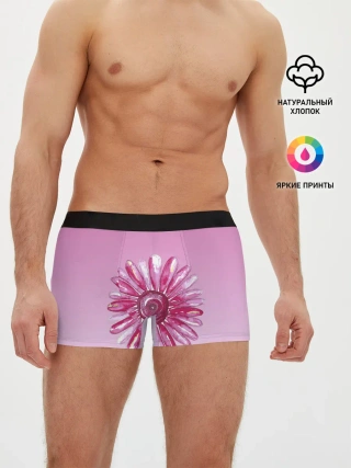 Мужские трусы боксеры / розовая ромашка