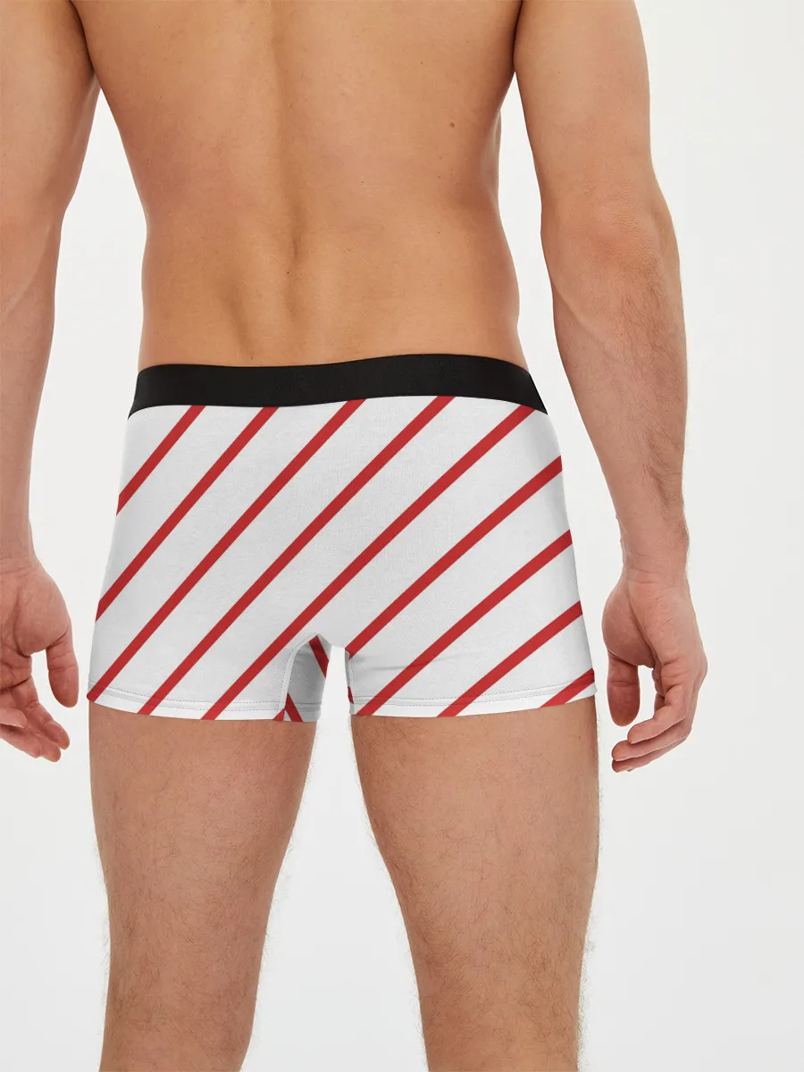 Мужские трусы боксеры / Полосы красные на белом
