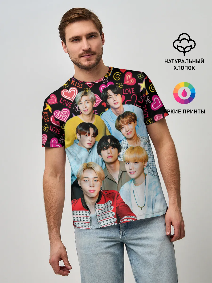 Мужская базовая футболка / I Love BTS