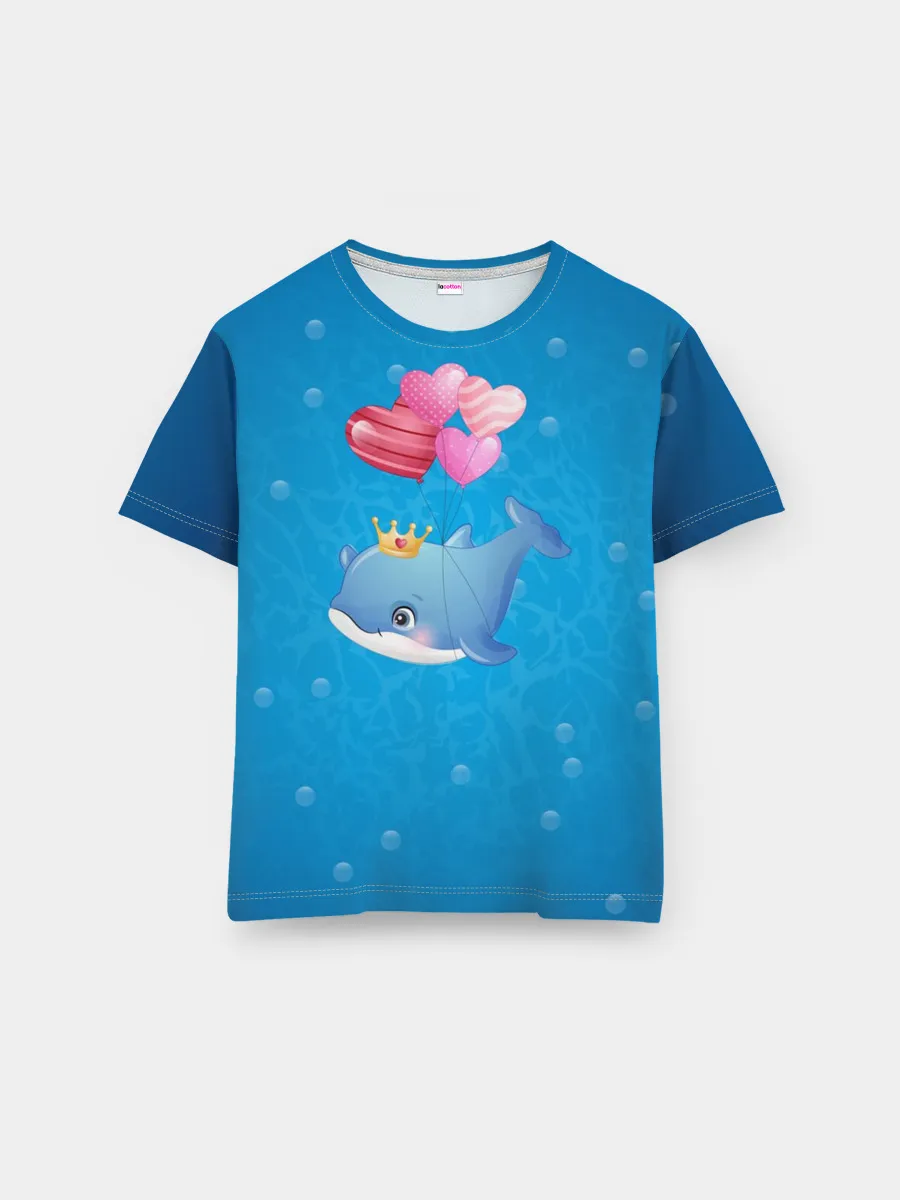 Мужская базовая футболка / Дельфин с воздушными шариками