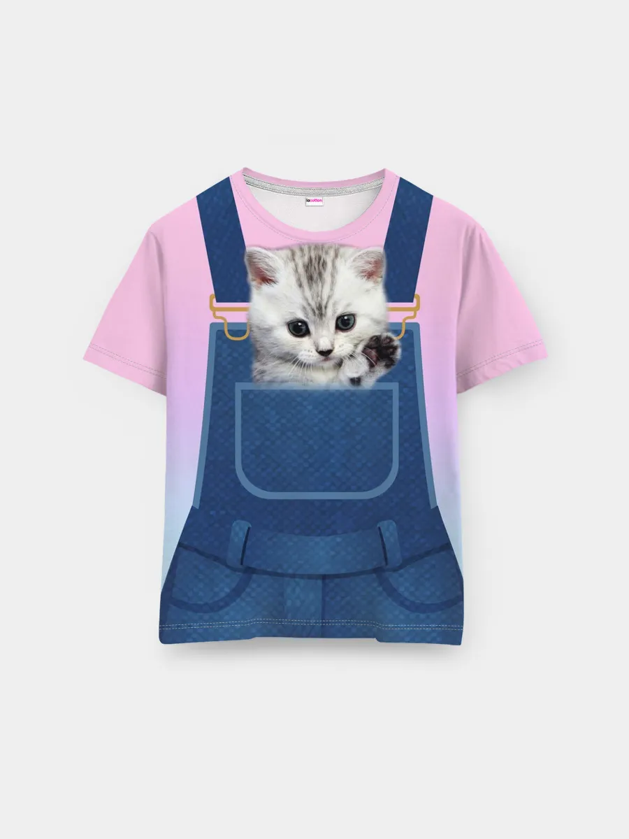 Мужская базовая футболка / Котенок в кармане