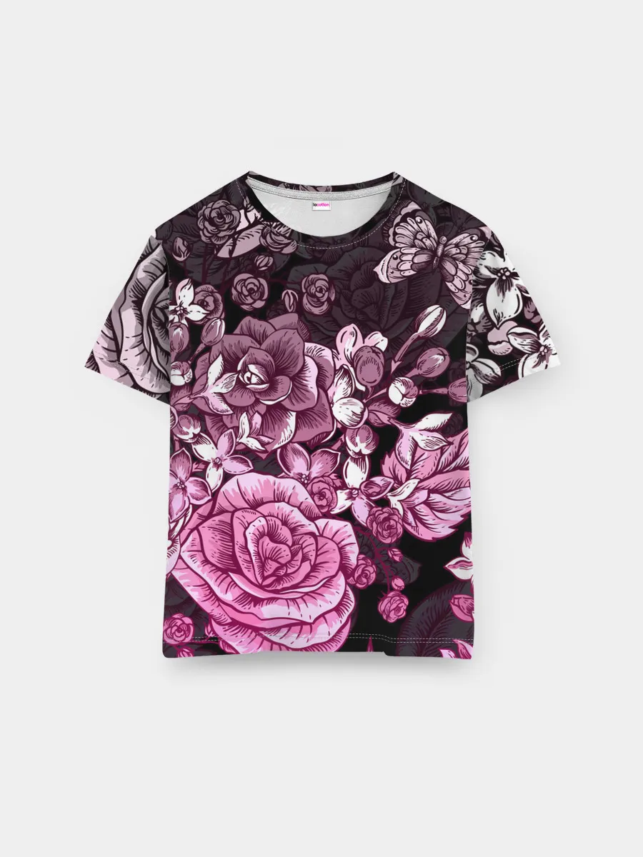 Мужская базовая футболка / РОЗЫ | ROSES | БАБОЧКИ