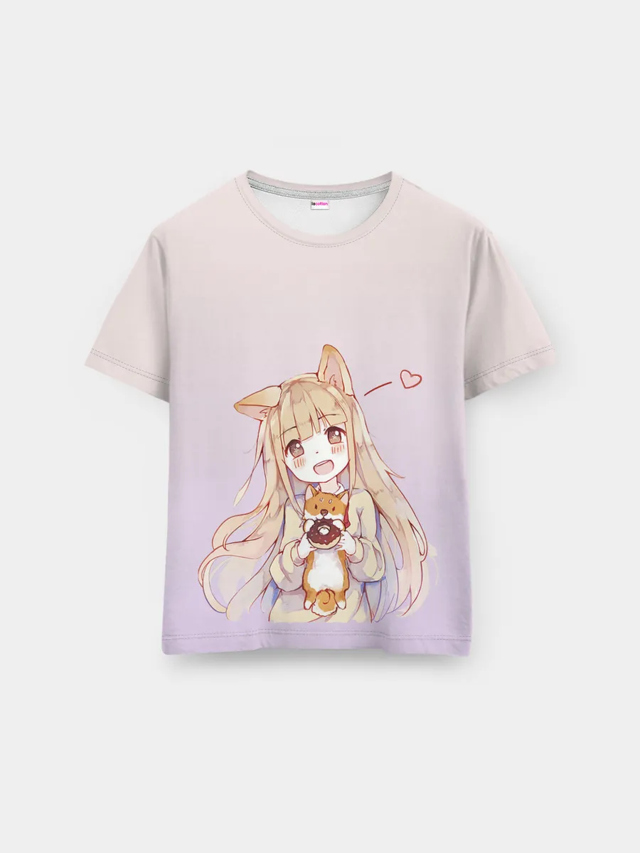 Мужская базовая футболка / малышка чиби пончик лис