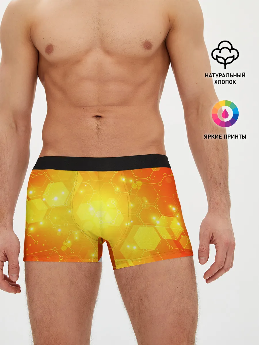 Мужские трусы боксеры / ОРАНЖЕВЫЕ СОТЫ