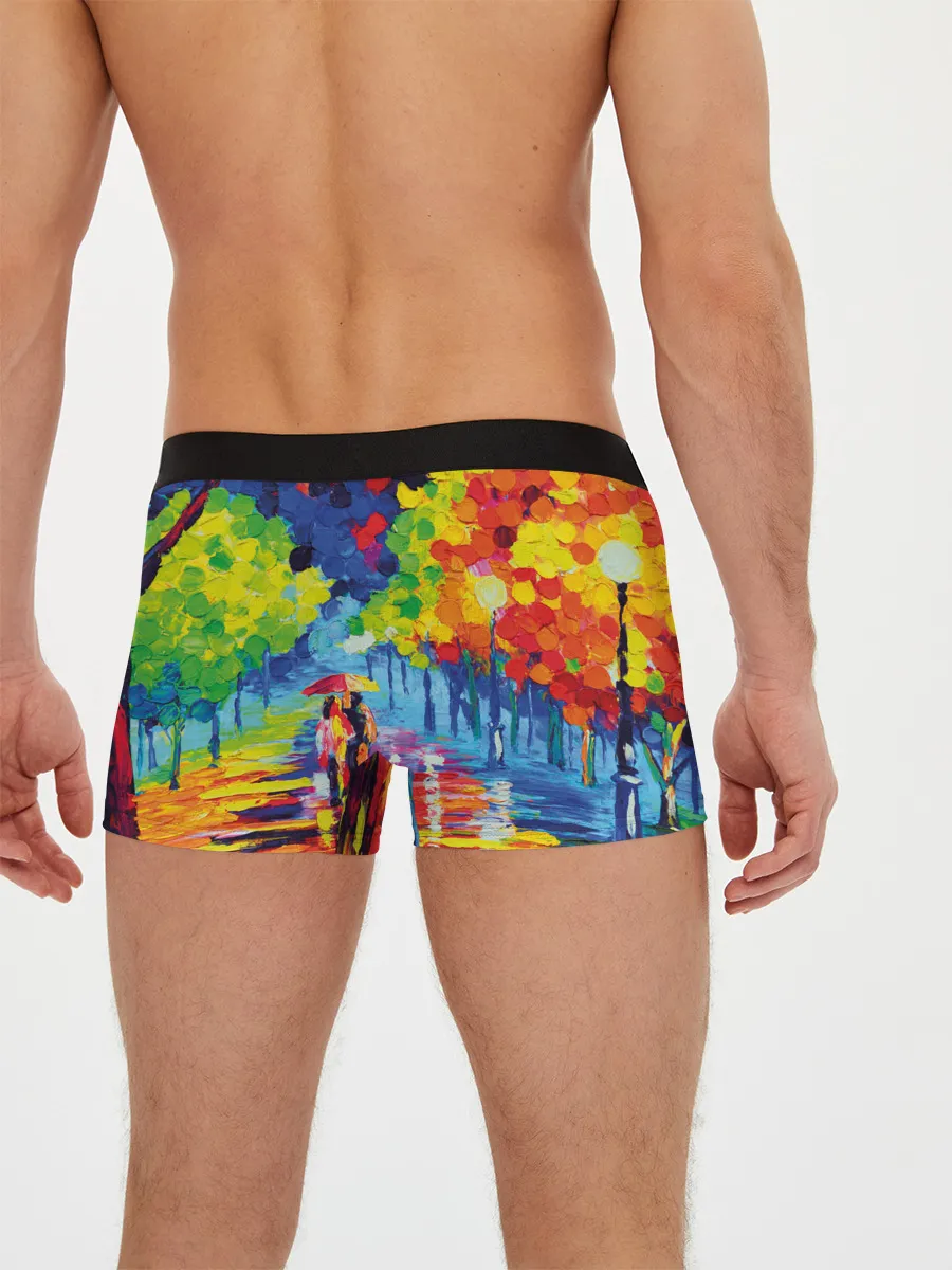 Мужские трусы боксеры / Осенний бульвар