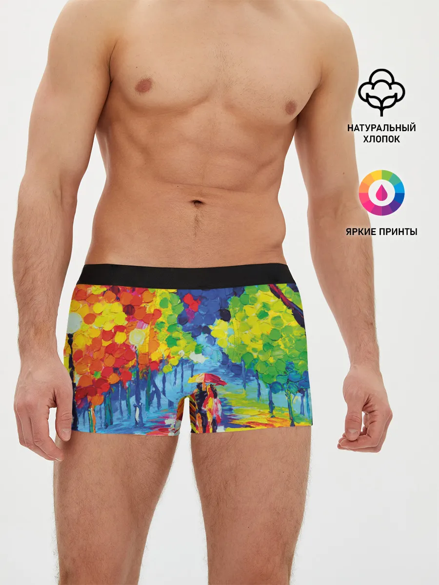 Мужские трусы боксеры / Осенний бульвар