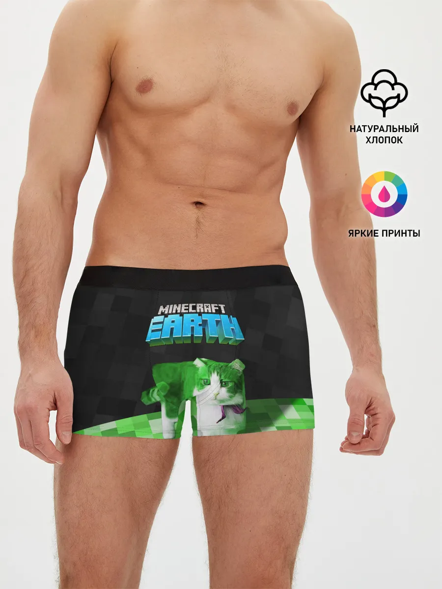 Мужские трусы боксеры / Minecraft EARTH - Котик