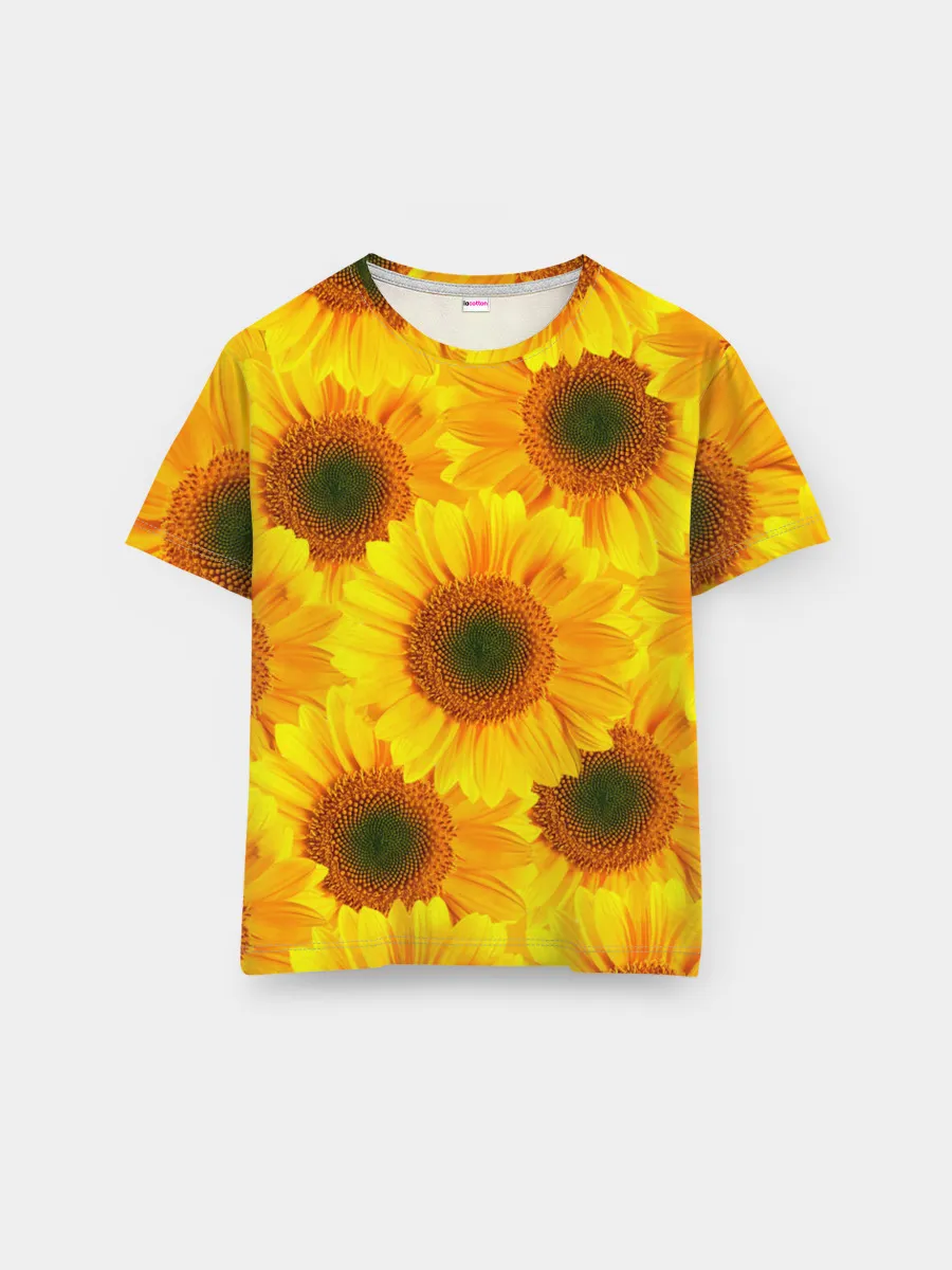 Мужская базовая футболка / Принт подсолнухи желтый