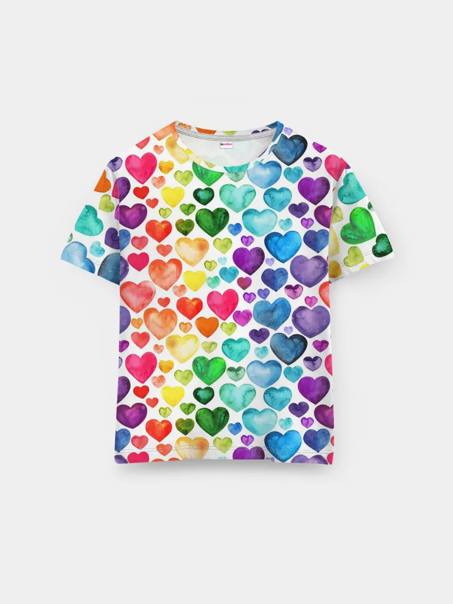 Мужская базовая футболка / Радужные сердечки