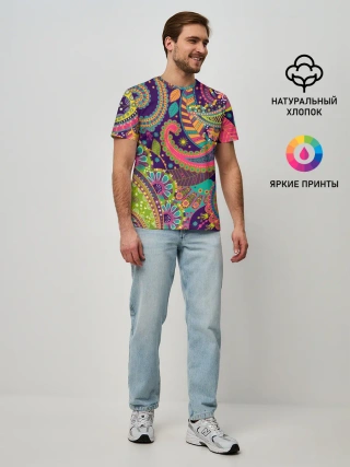 Мужская базовая футболка / Яркий красочный узор