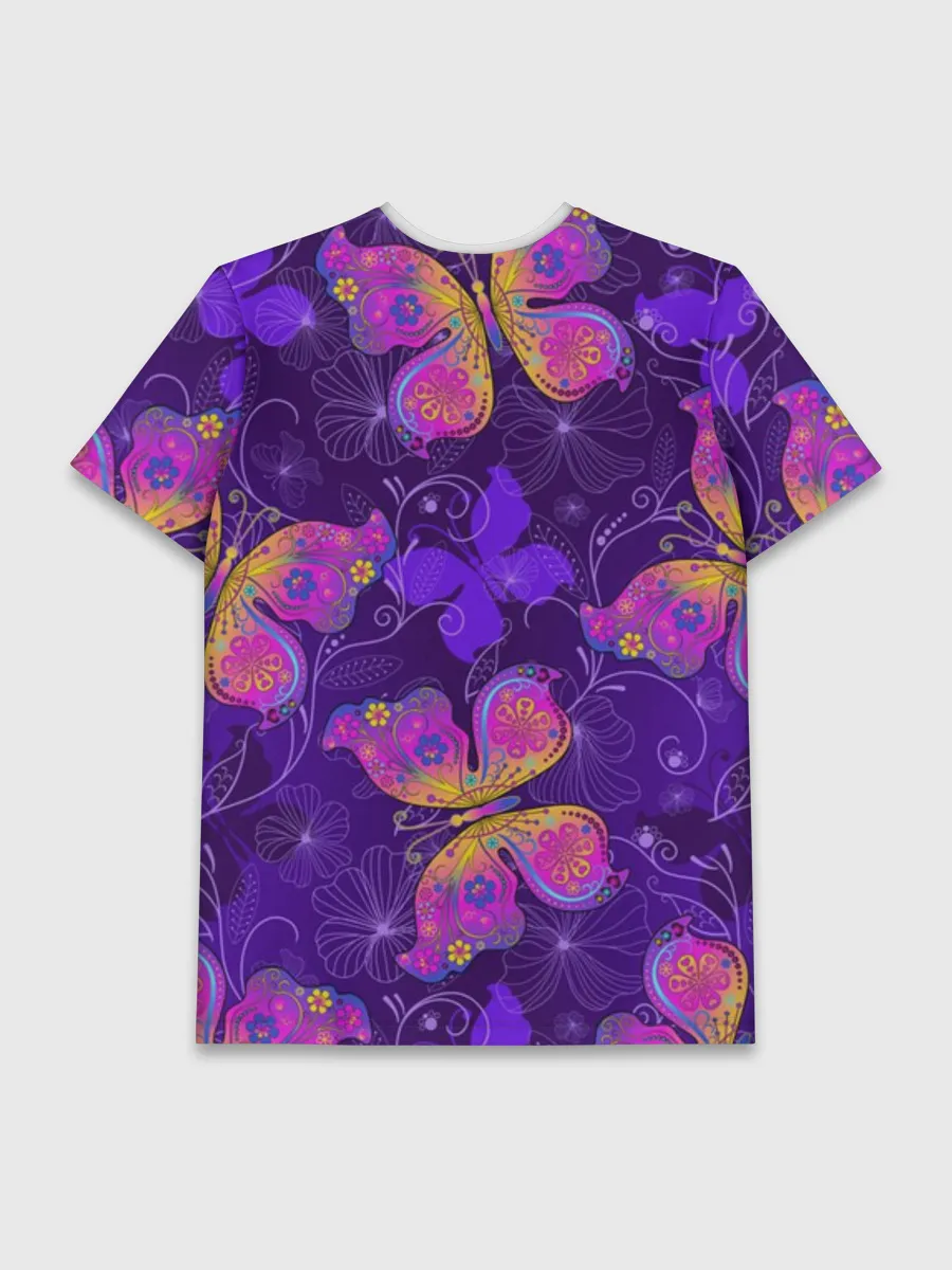 Мужская базовая футболка / Розовые бабочки