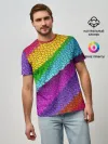 Мужская базовая футболка / Яркая мозаика радуга диагональ