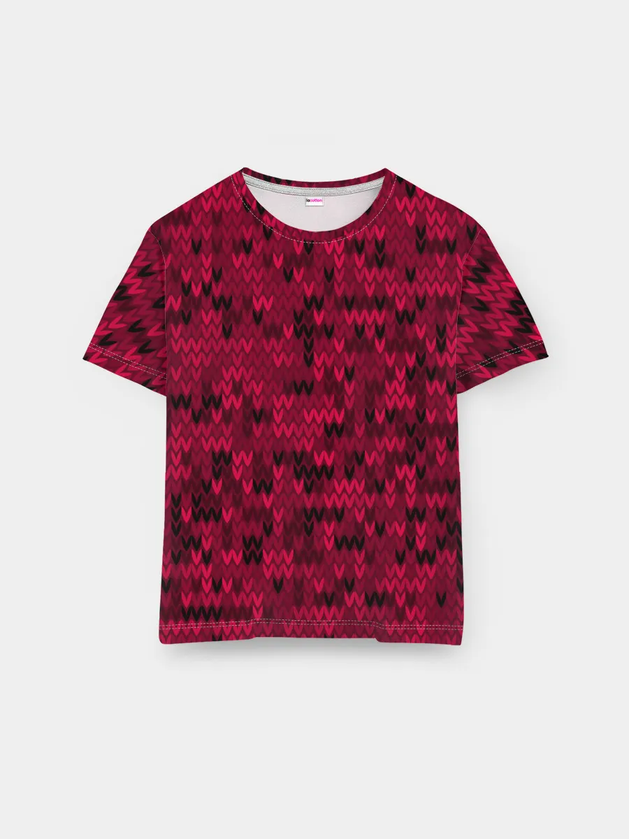 Мужская базовая футболка / Красно-черный абстрактный узор