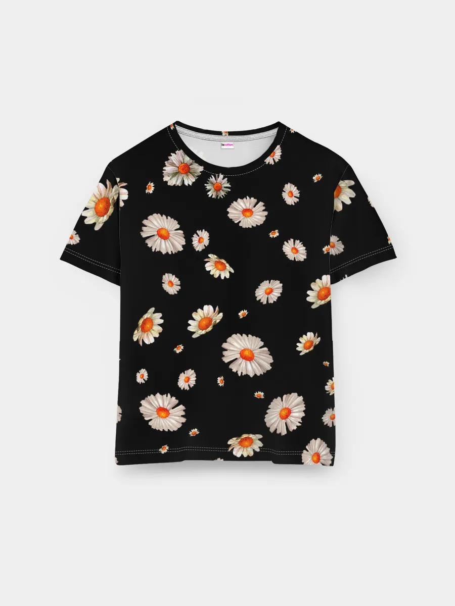 Мужская базовая футболка / Ромашки в ночи