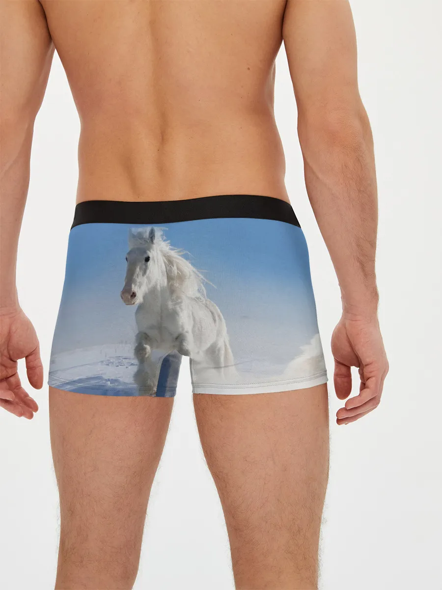 Мужские трусы боксеры / Белый скакун