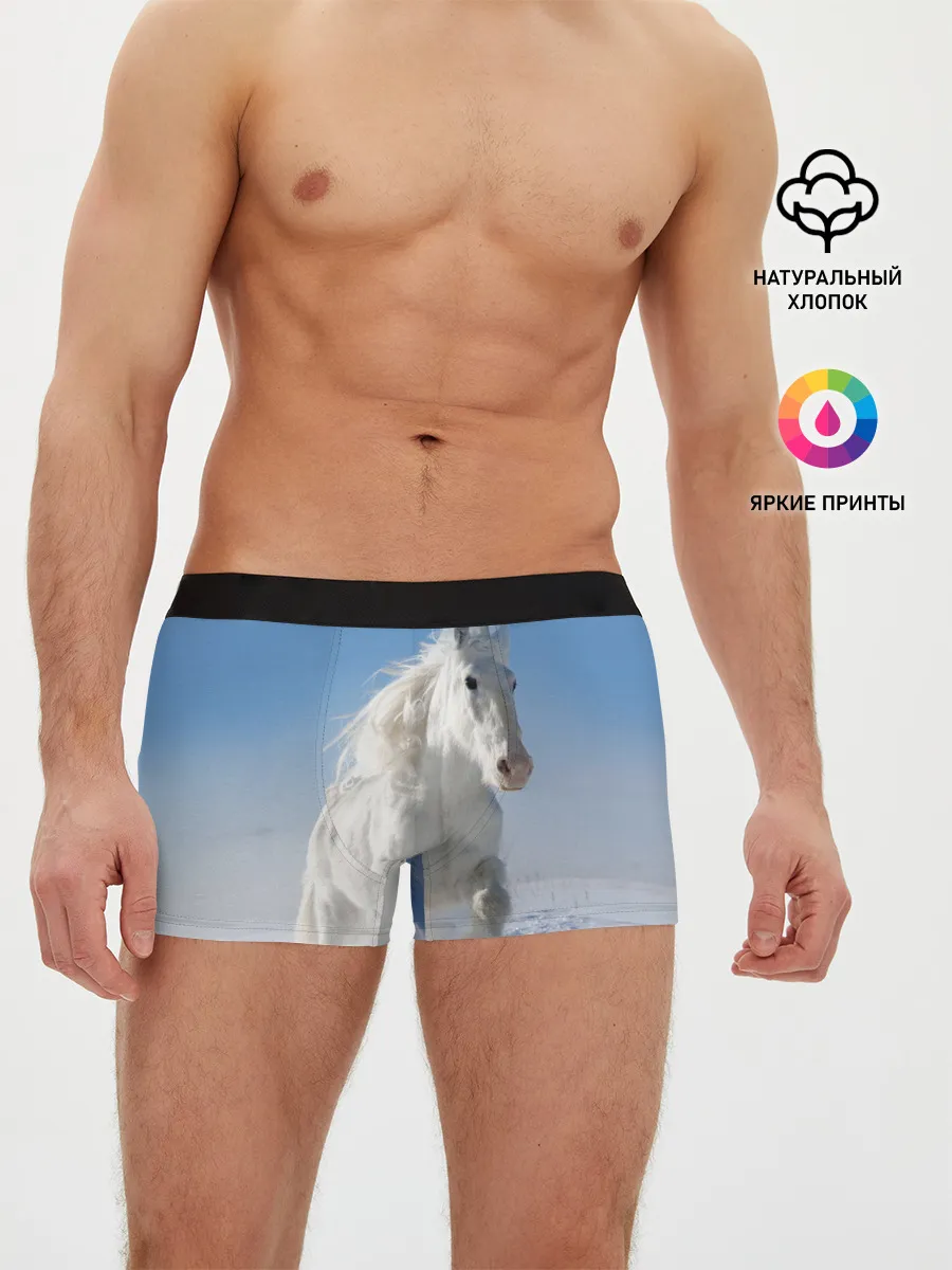 Мужские трусы боксеры / Белый скакун