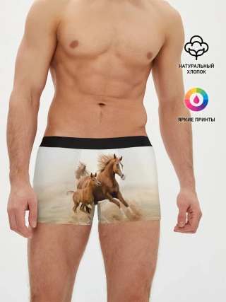 Мужские трусы боксеры / Лошадь с жеребенком
