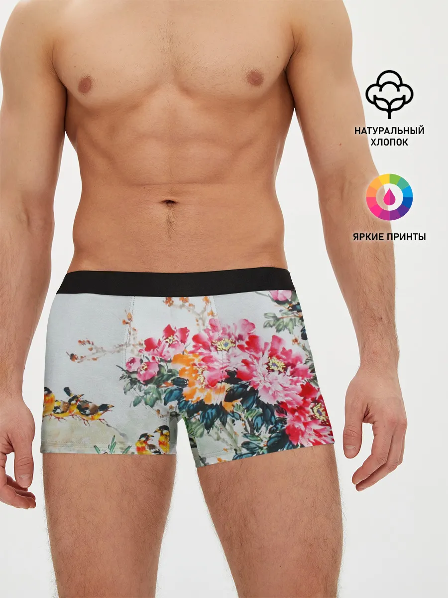 Мужские трусы боксеры / Японские цветы