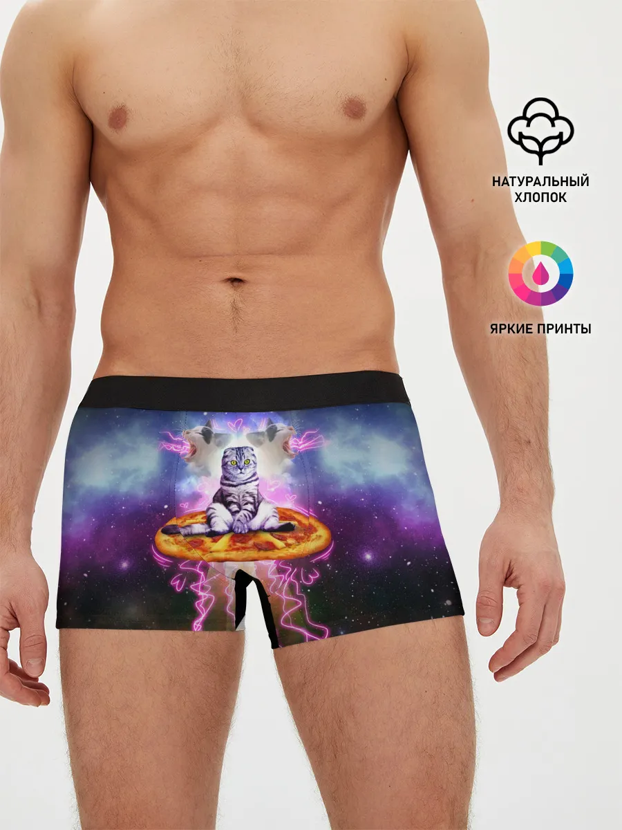 Мужские трусы боксеры / Кот на пицце