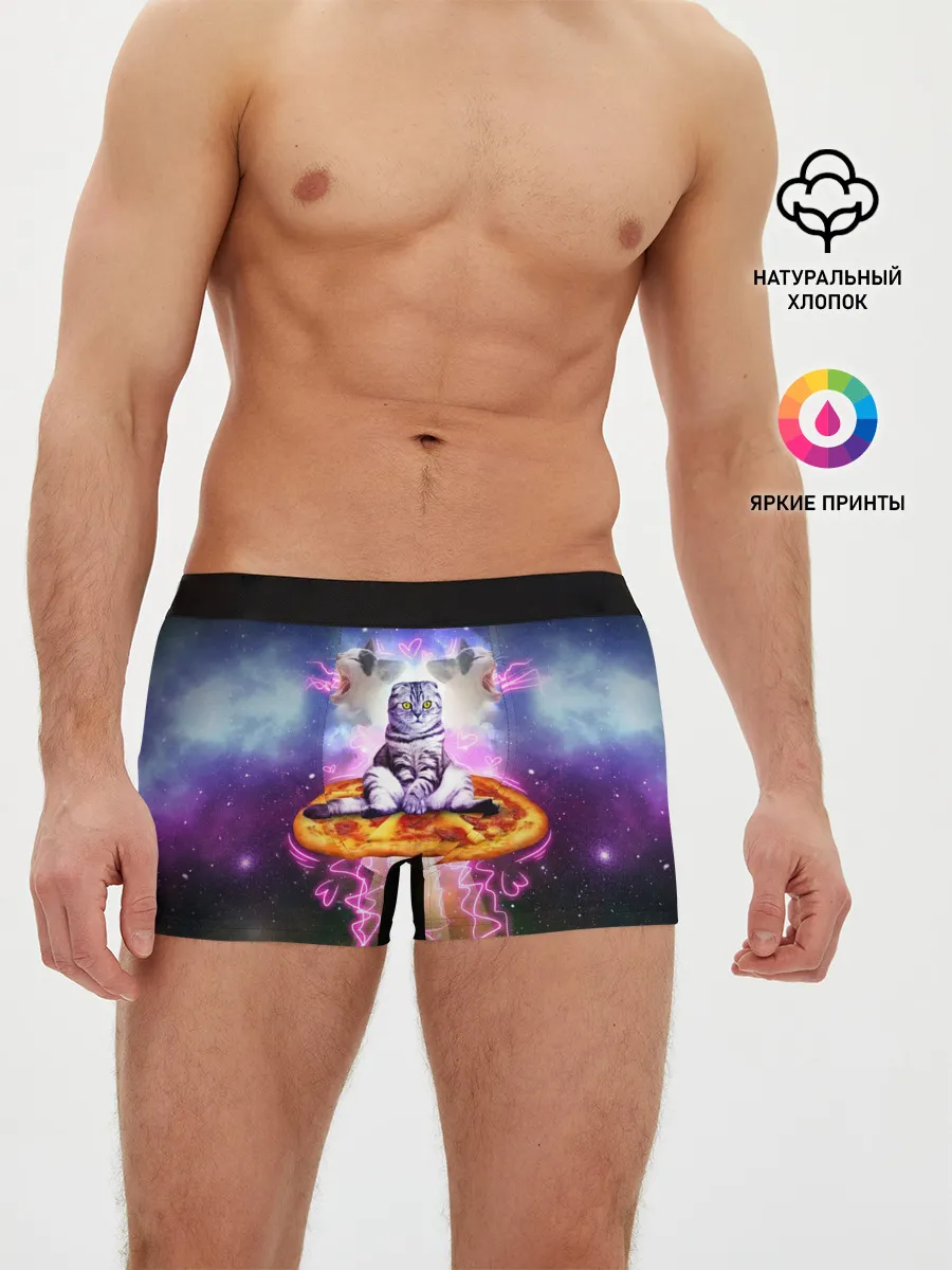 Мужские трусы боксеры / Кот на пицце