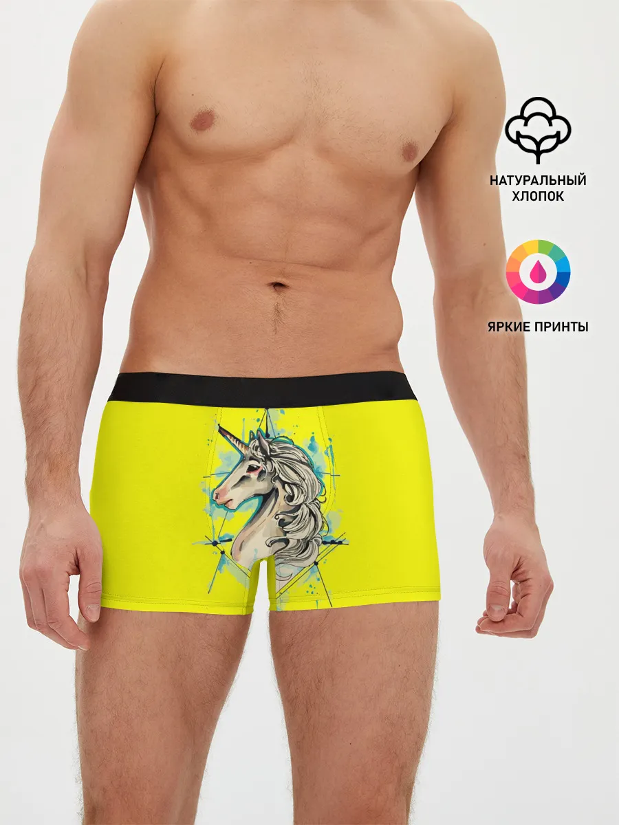 Мужские трусы боксеры / Единорог Yellow Unicorn