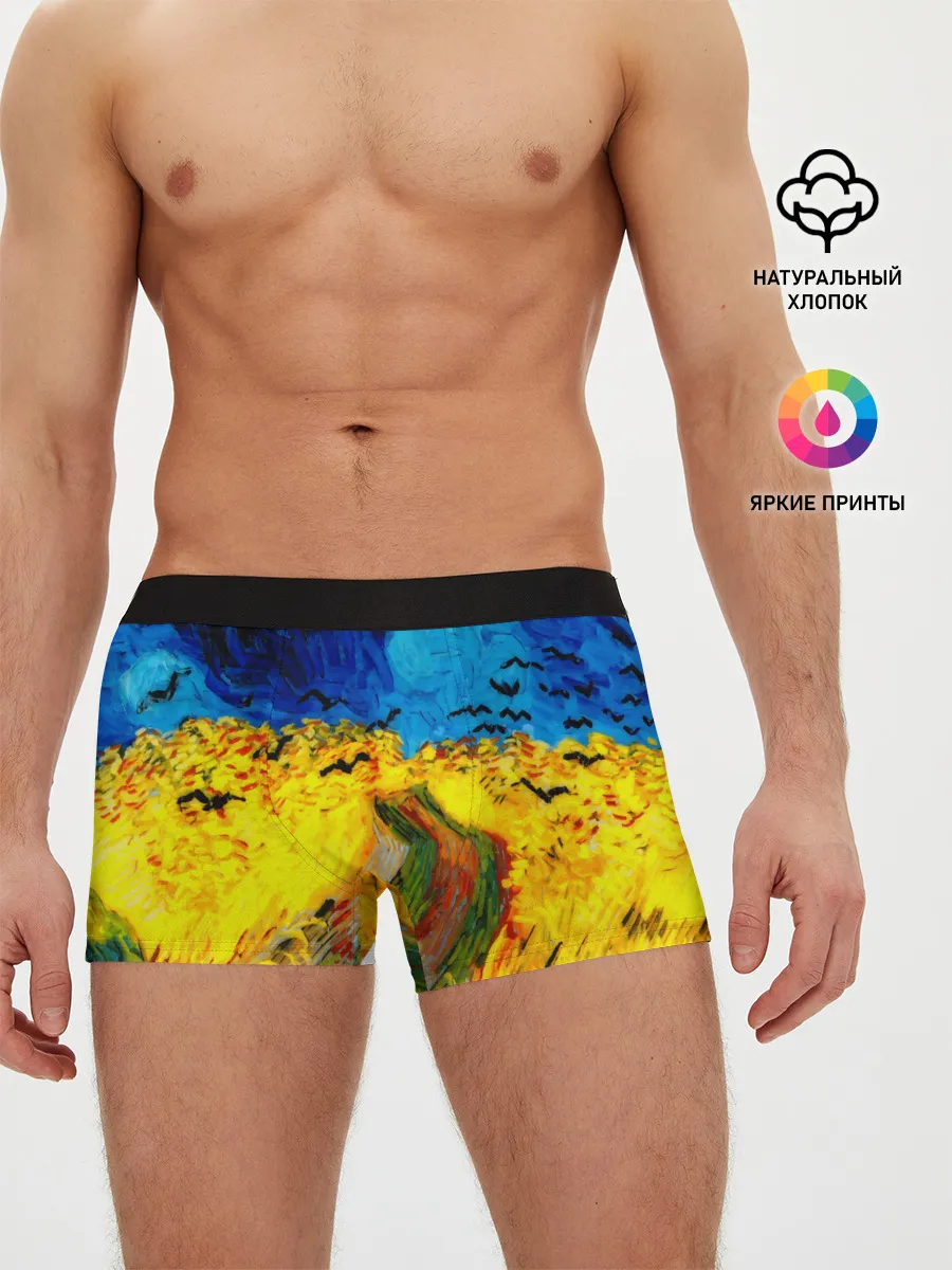 Мужские трусы боксеры / ВАНГОГ НОЧНОЕ ПОЛЕ