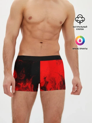 Мужские трусы боксеры / BLACK RED FIRE